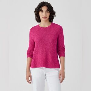 NWOT Eileen Fisher Organic Linen Cotton Slub Crewneck Pink Sweater Size XL